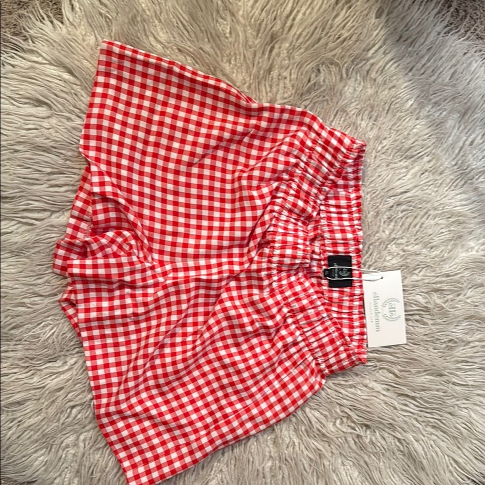 Red Gingham High Waist Shorts